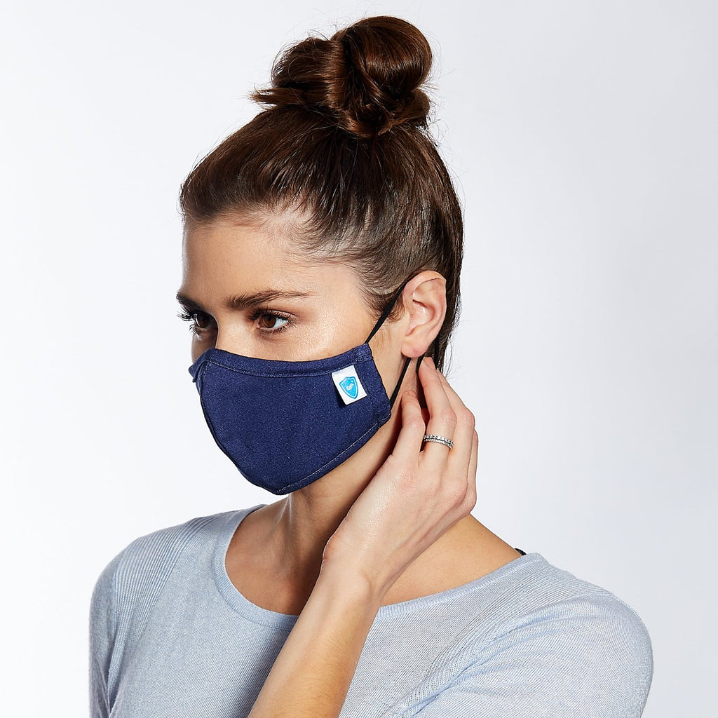 Grey, navy and black reusable face masks
